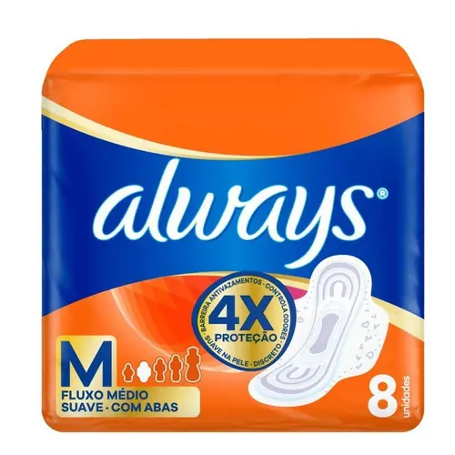 Absorvente Always Cobertura Suave Com Abas M 8 Unidades