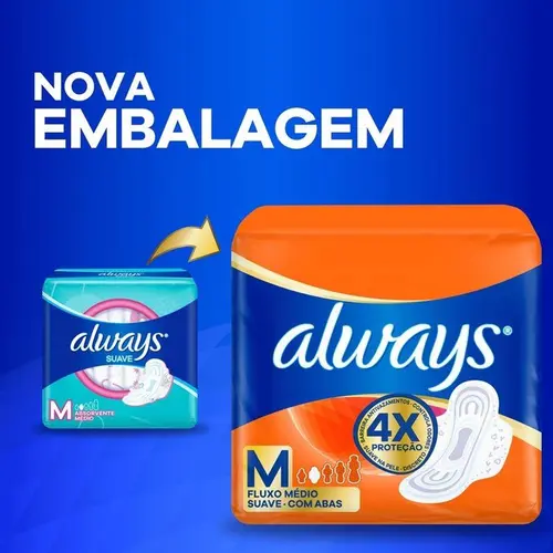Absorvente Always Cobertura Suave Com Abas M 8 Unidades
