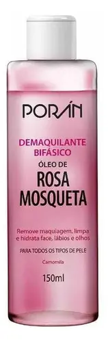 Demaquilante Bifasico Rosa Mosqueta 150 ml Poran