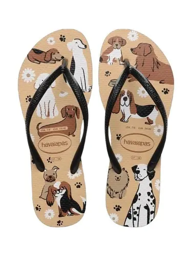 Chinelo Havaianas Slim Pets Dourado Preto Branco 39/40