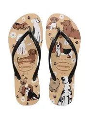 Chinelo Havaianas Slim Pets Dourado Preto Branco 39/40