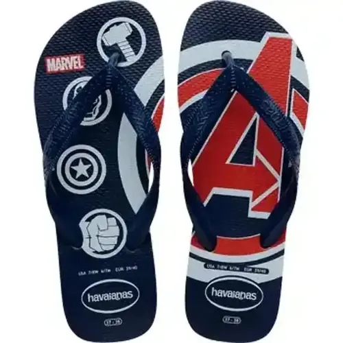 Chinelo Havaianas Top Marvel Logomania Azul Marinho 35/36