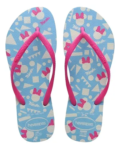 Chinelo Havaianas Slim Disney Minnie Azul-Rosa 33/34