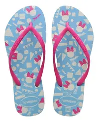 Chinelo Havaianas Slim Disney Minnie Azul-Rosa 33/34