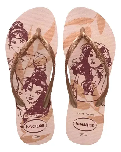 Chinelo Havaianas Slim Disney Princesas Rosa Ballet 39/40