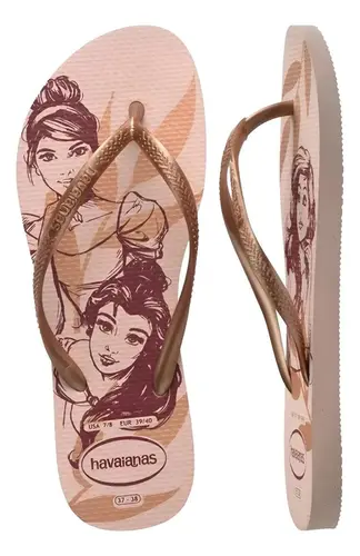 Chinelo Havaianas Slim Disney Princesas Rosa Ballet 39/40