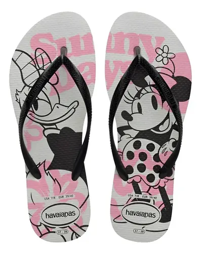 Chinelo Havaianas Slim Disney Branco/Preto 39/40