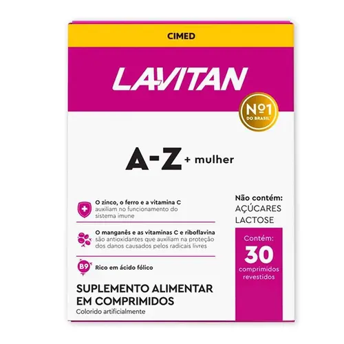 Suplemento Vitamínico Mineral A-Z Mulher Com 30 Comprimidos Lavitan