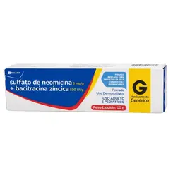 Sulfato de Neomicina 5mg + Bacitracina 250UI Pomada Dermatológica 15g Belfar Genérico