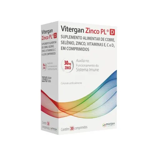 Polivitamínico Vitergan Zinco Plus D 30 Comprimidos