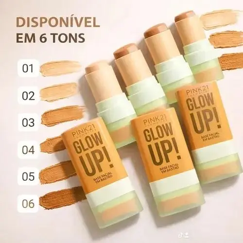 Base Facial em Bastão com Pincel Aplicador Pink21