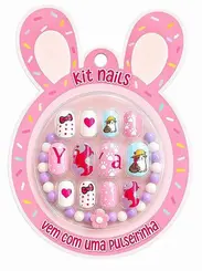 Unhas Postica Infantil Kit Com Pulseira Vivai Sortido
