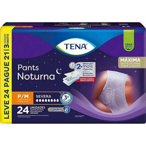 Roupa Íntima Tena Pants Noturna P/M Leve 24 Pague 21 Unidades
