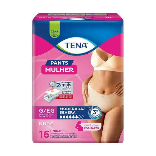 Roupa Íntima Descartável Tena Pants Mulher G/EG 16 unidades