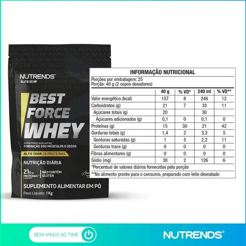 Whey Protein Best Force Baunilha 1Kg Nutrends