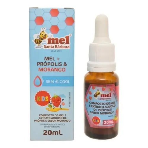 Extrato De Propolis Aquoso Morango Sem Álcool 20ml Santa Barbara