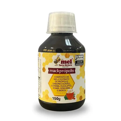 Mackpropolis Mel e Extrato de Propolis Sabor Agriao, Copaiba, Eucalipto,  Gengibre e Menta 150g Santa Barbara