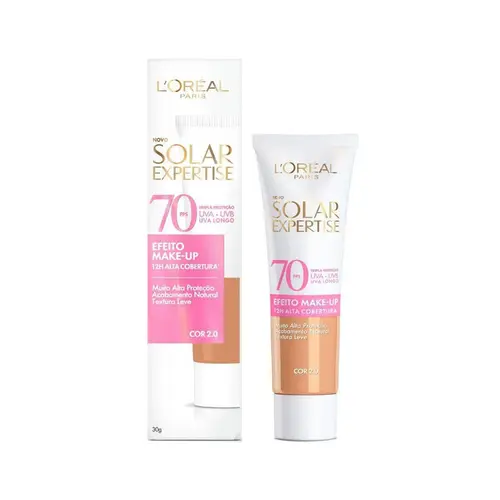 Protetor Solar Facial L’Oréal Paris Solar Expertise Efeito Make Up FPS 70 Cor 2.0 Proteção e Acabamento Maquiado 30g