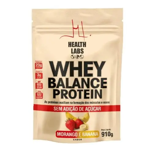 Whey Balance Protein Health 910g Morango Banana Health Labs Refil