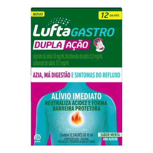 LuftaGastro Dupla Ação Menta 12 Sachês 10ml Cada