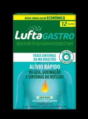 LuftaGastro Sachê Líquido Alginato de Sódio 100mg/ml + Bicarbonato de Potássio 20mg/ml Sabor Menta Suspensão Oral 12 Sachês com 10ml Cada