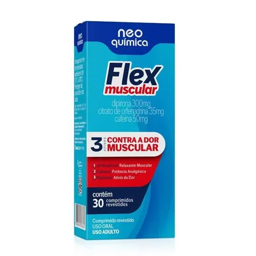 Flex Muscular Dipirona + Orfenadrina + Cafeína 30 Comprimidos Neo Química
