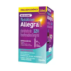 Allegra Pediátrico Cloridrato de Fexofenadina 6mg/ml Suspensão Oral 150ml com Seringa