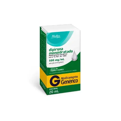 Dipirona Monoidratada 500mg/ml Solução Oral 20ml Medley Genérico