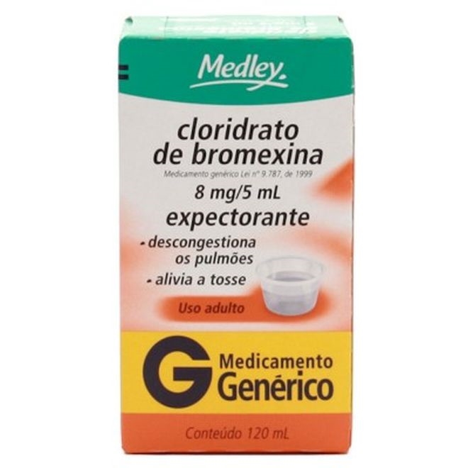 Cloridrato de Bromexina 4mg - Xarope Expectorante Pediátrico- Genérico  Medley - 120ml